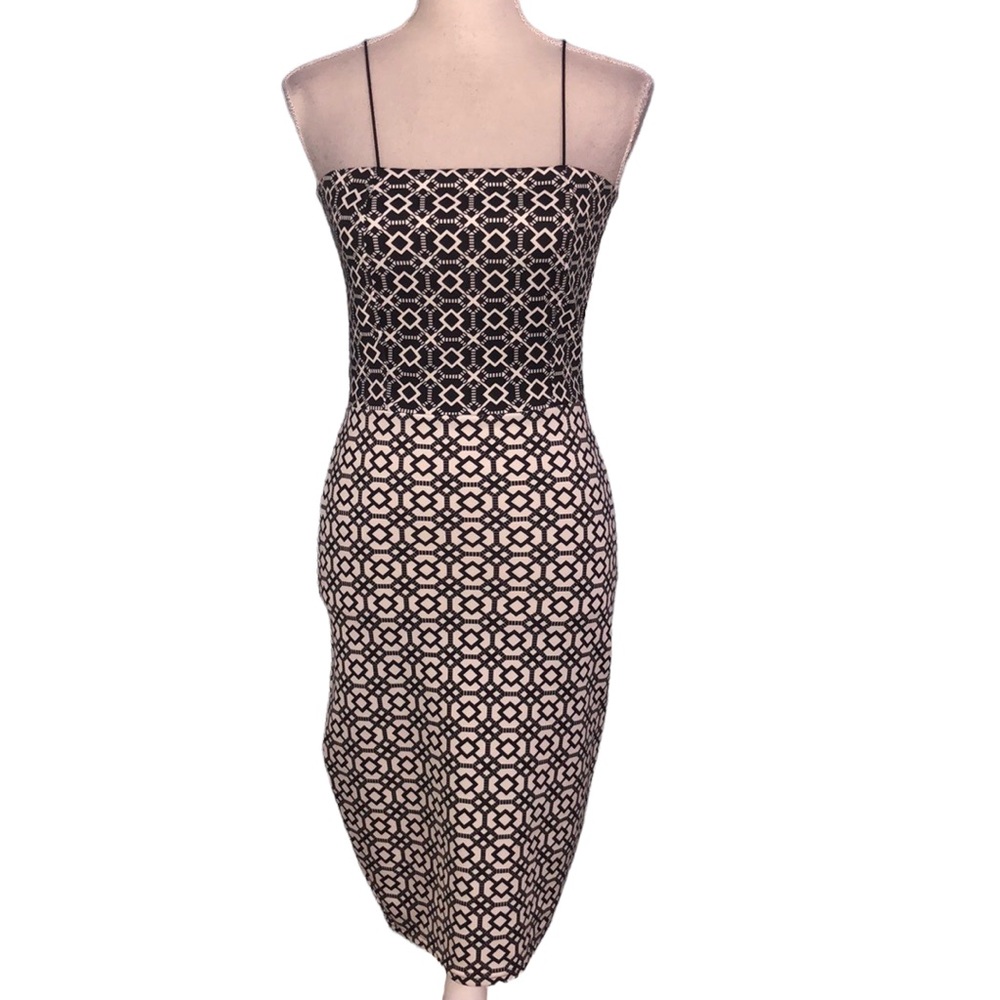 Missguided geometric mixed print bodycon midi dress